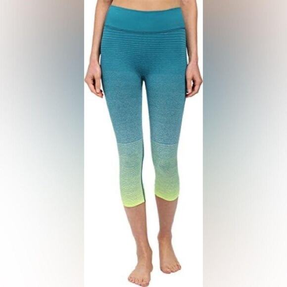 Brooks Streaker Blue Green Ombre Running Cropped Leggings Women’s Size Large - Picture 1 of 15
